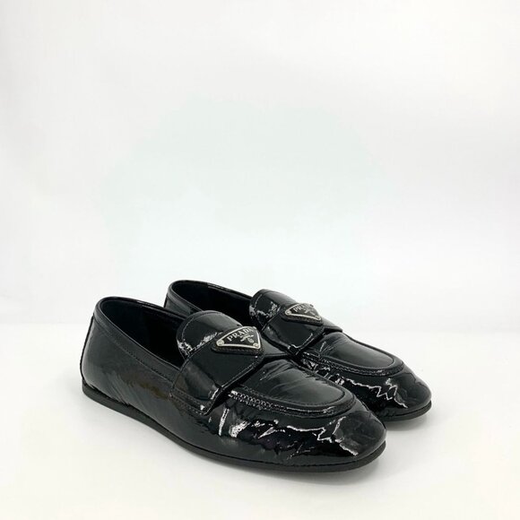 Prada Black Patent Leather Flats Size 36 With Triangle Logo - Picture 8 of 8